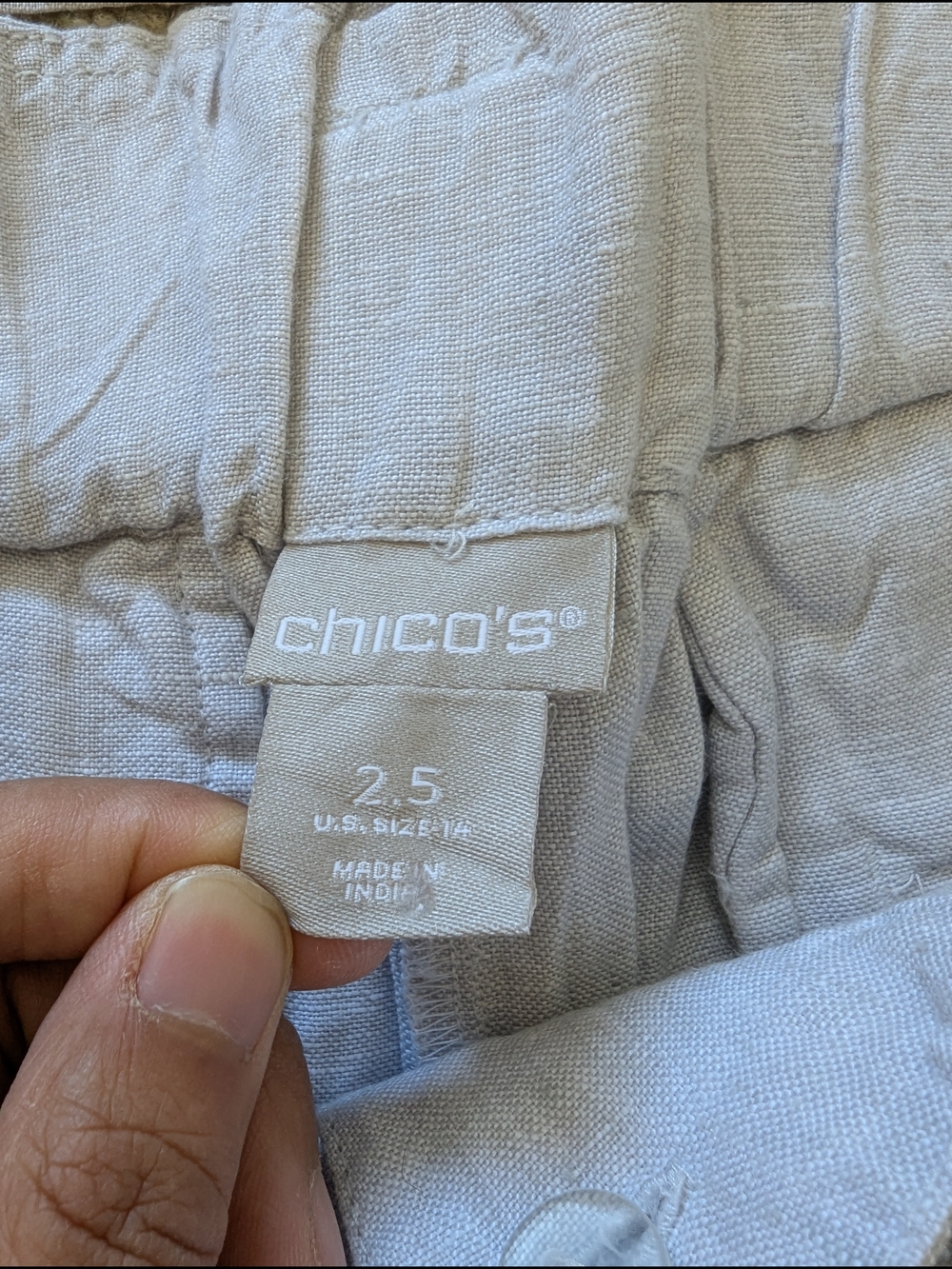 Chicos Women 100% Linen 2pc Set Button Up Shirt 2 Pant 2.5 Roll Up Sleeve Belted - Picture 5 of 13